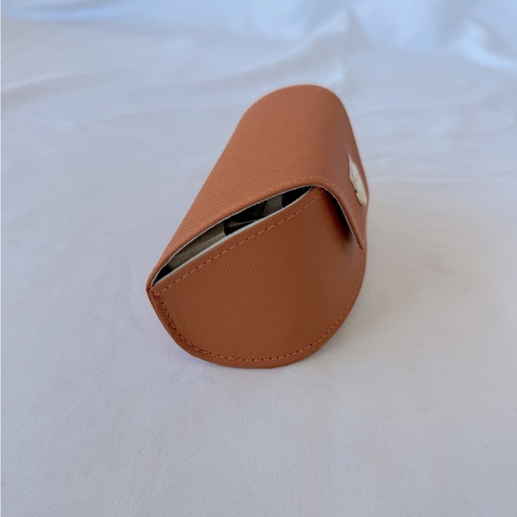 Tory Burch Sunglass Case & Cloth Pouch Gold Logo Orange - Picture 3 of 6